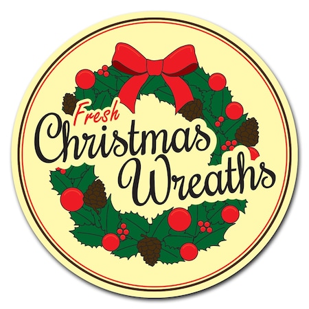 Christmas Wreaths Circle Vinyl Laminated Decal
